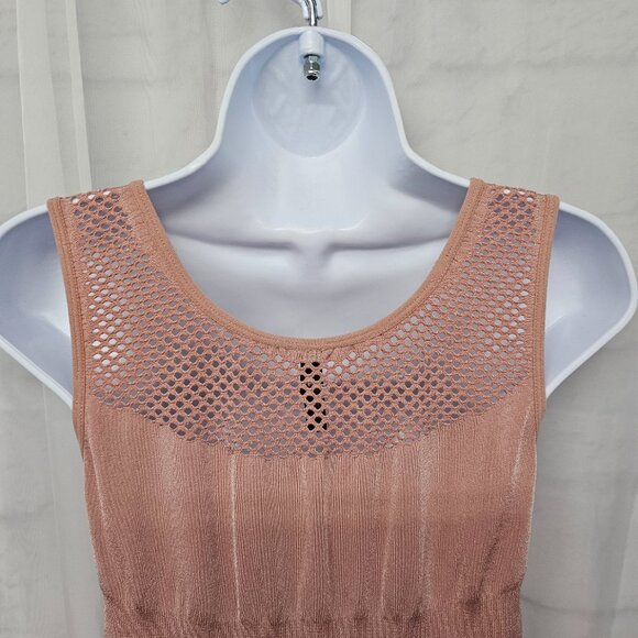 Just One Pink Bodysuit Babydoll Mesh Sleeveless Ribbed Stretch Bodycon 1X - Picture 4 of 9